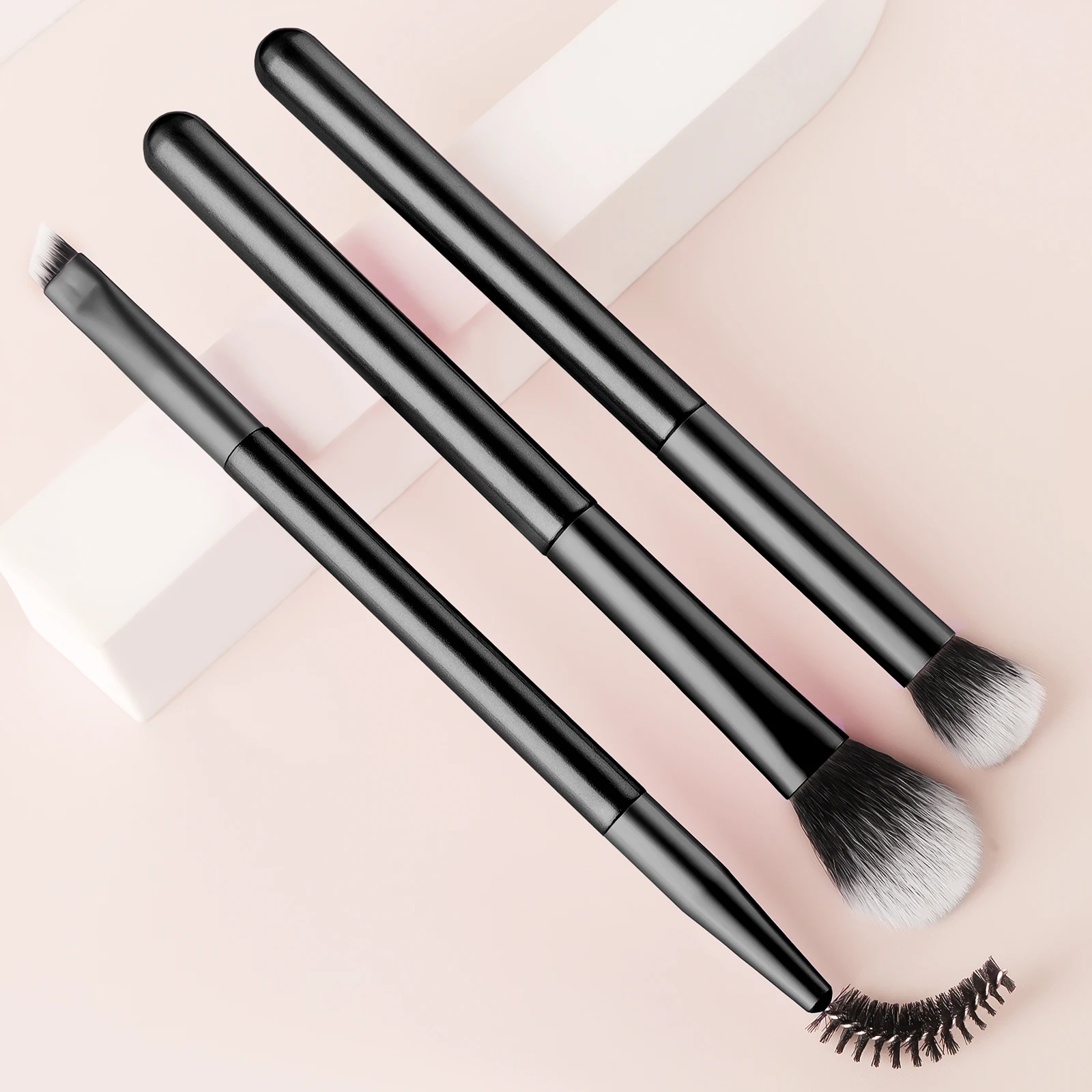 Maquiagem Brush Sets com cabeças duplas, plástico diário, encrespador de cílios, olho grande, pincéis para maquiagem Supply, 3pcs