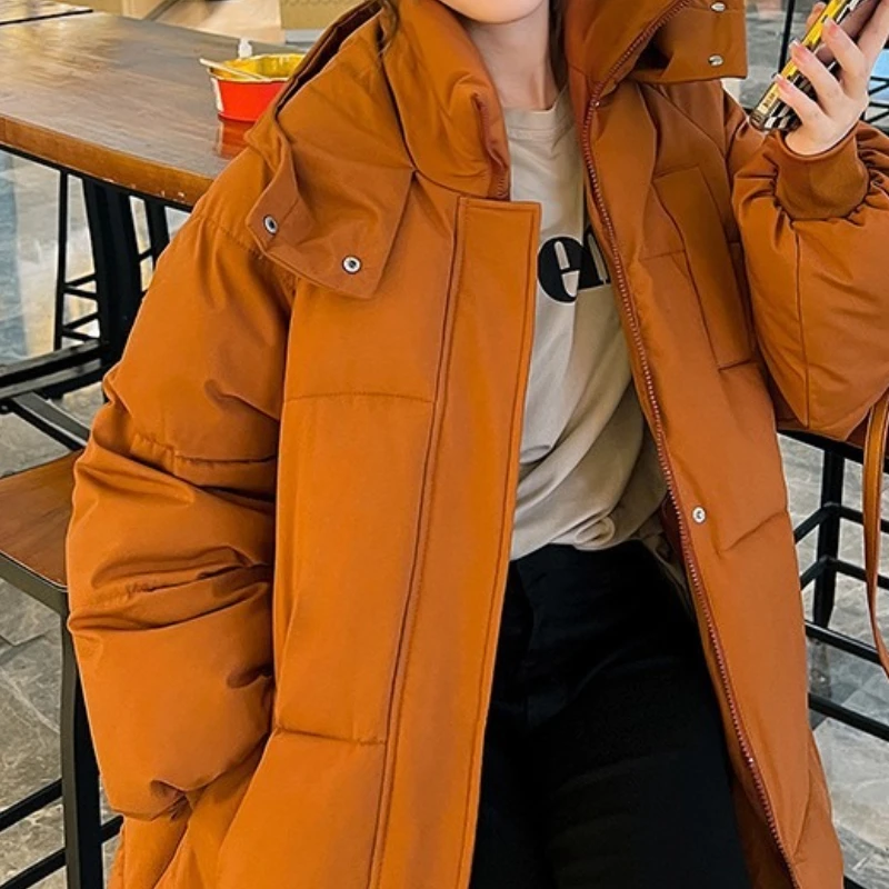 

2025 New Cotton Clothes Women's Elongated Hooded Cotton Jacket Autumn and Winter Loose Warm Jacket