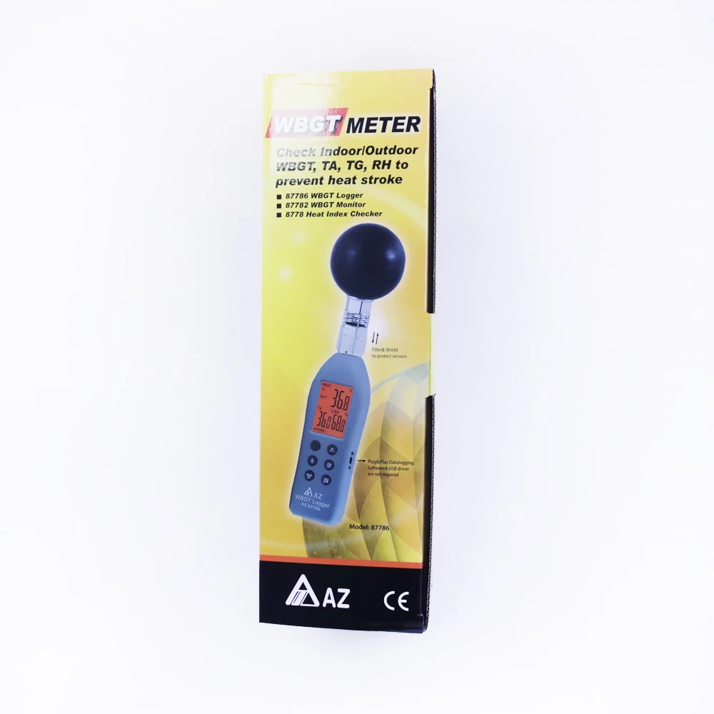 AZ87786 Handheld WBGT Datenlogger Wet Bulb Globe Temperature Meter WBGT Recorder Temperature Humidity Meter