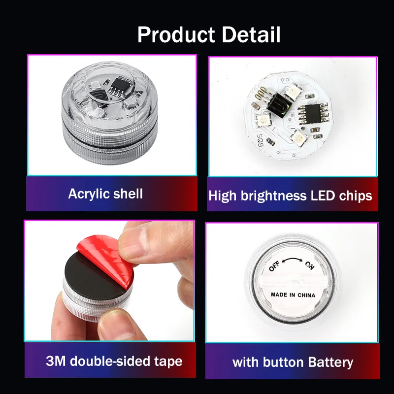 RGB LED Car Interior  Roof Foot Ambient Light Wireless Remote Control Decoration Auto Atmosphere Lamp with Battery Colorful