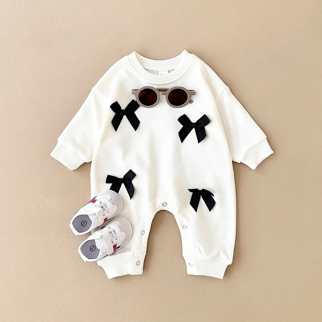 Autumn Newborn Baby Girl Clothes Romper Cute Bow Pullover Bodysuits & One-Pieces Cotton Infant Toddler Children Clothing 0-18M