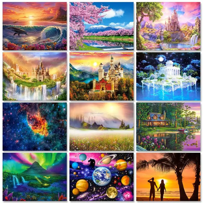 

GATYZTORY Diamond Painting Kit City Landscape Picture Of Rhinestones 5d Diy Cross Stitch Embroidery Seaside Sunset Home Decor