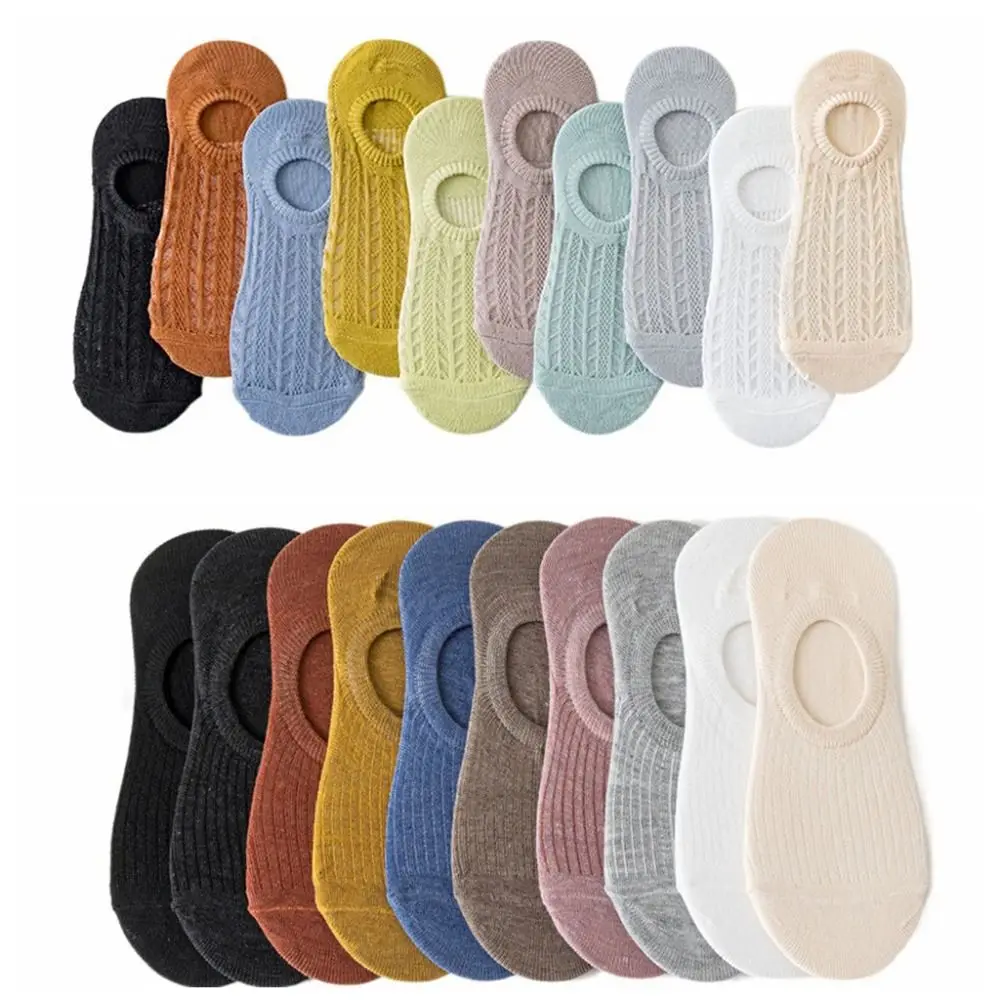 10Pairs Soft Mesh Invisible Boat Socks Non Slip Breathable Short Ankle Socks Sweat Absorbent Thin Short Hosiery Girl