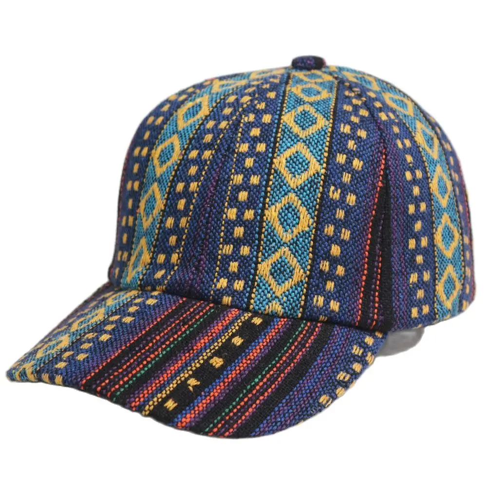 Women\'s Colorful Fashion Boho Hippie Hat Men\'s Retro Baseball Cap Striped Geometric Pattern