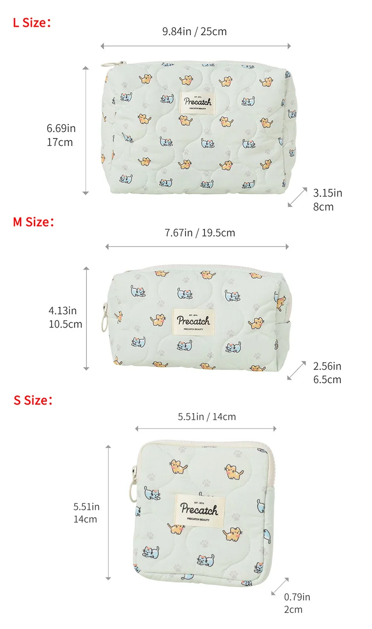 Niedliche bedruckte Katzen-Aufbewahrungstasche, Kosmetiktasche, Damenbinden- und Hygieneartikel-Tasche, tragbare kleine Make-up-Tasche für Mädchen – Detail 1