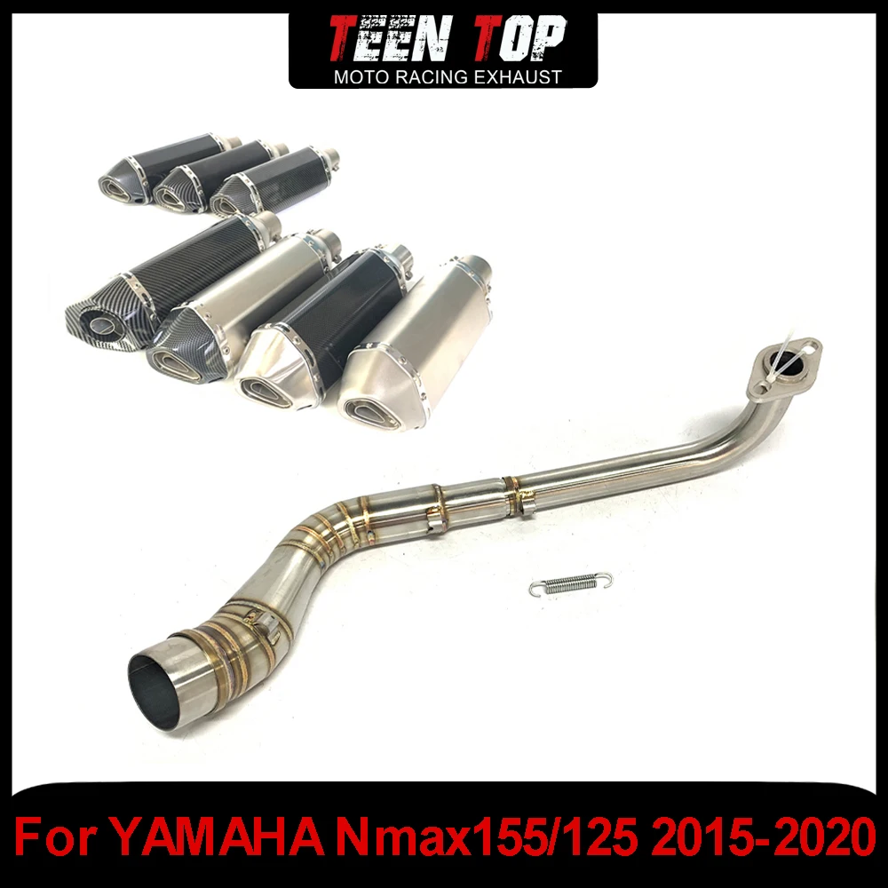 

51mm Motorcycle Escape Exhaust Pipe Muffler For YAMAHA Nmax 155 Nmax 125 2015-2020 Full Exhaust Systems Stainless Steel Tube