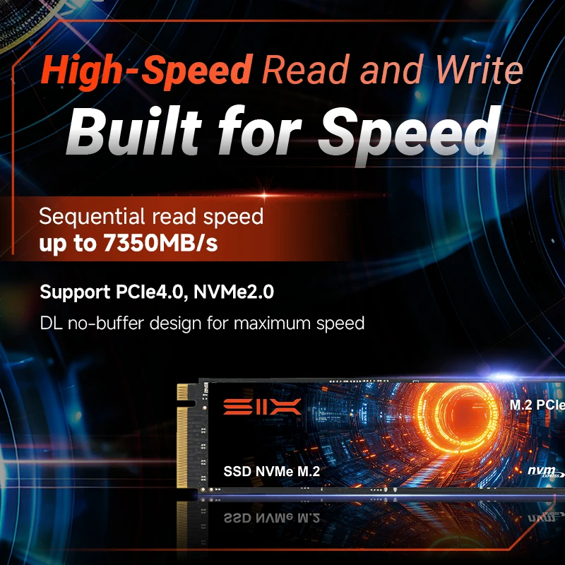 SIX PCIe 4.0 SSD 1 تيرا بايت/2 تيرا بايت/4 تيرا بايت NVMe M2 7350 ميجابايت/ثانية سرعة القراءة PCIe Gen4x4 لأجهزة ألعاب PS5 وDIY