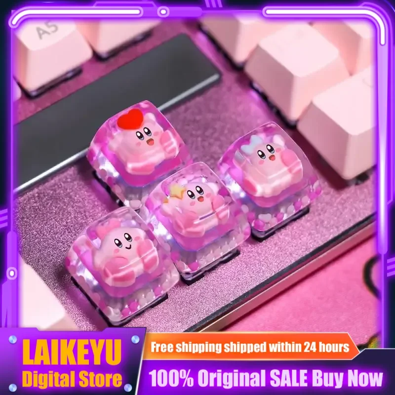 

Pink Translucent Anime Star Kabi Theme Keycaps for Mechanical Keyboard Cute Personality PC Gaming Keyboard Accessory Gift