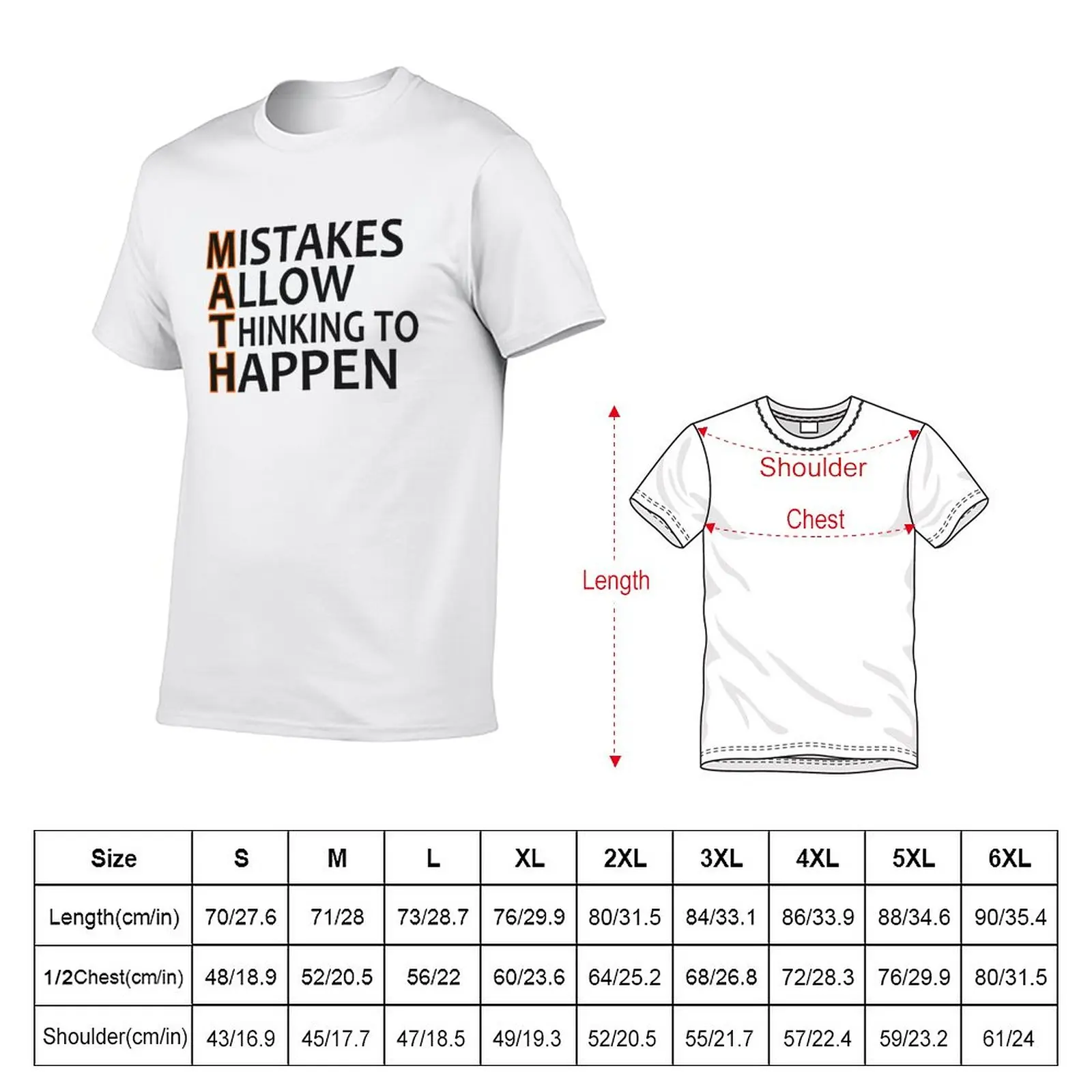 Mistakes allow thinking to happen Funny Math Gifts T-Shirt sports fans heavyweights mens white t shirts