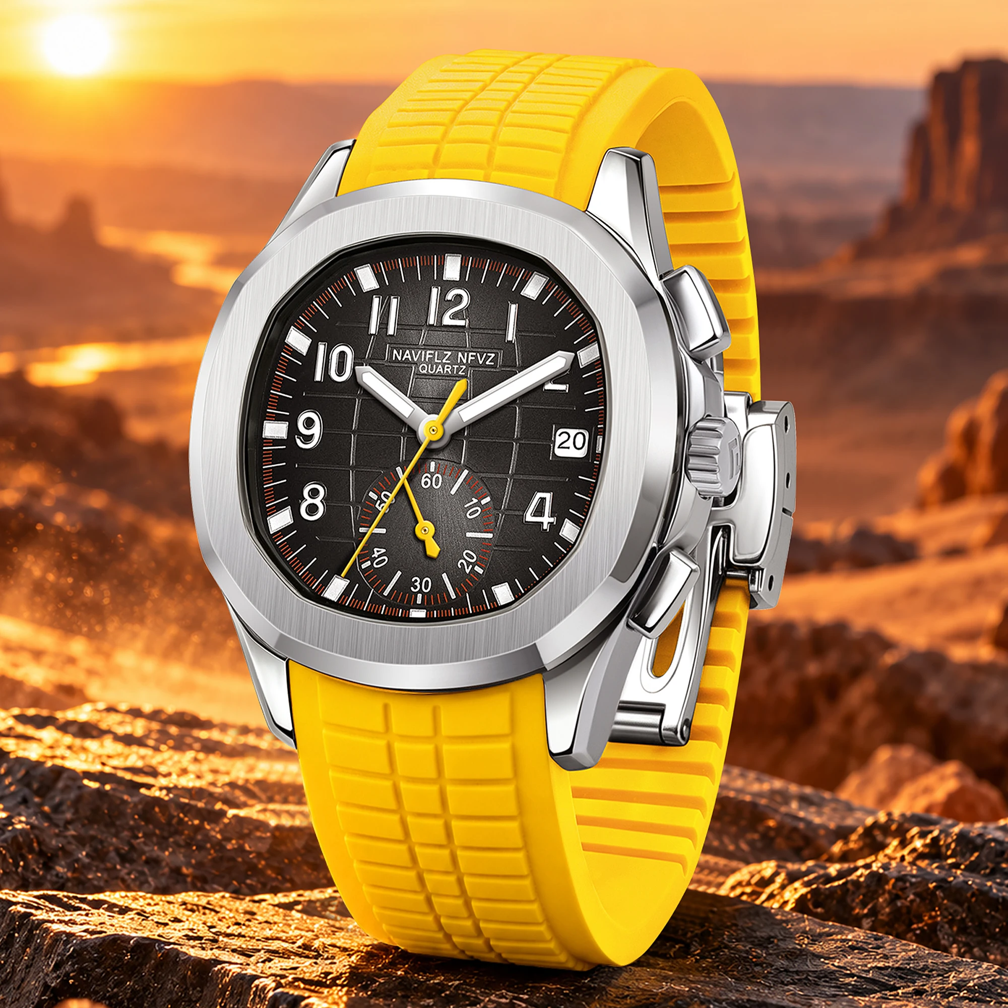 NAVIFLZ NFVZ 2026 New Model Imported Japanese Quartz Movement 50M Waterproof Multi-Function Sports Watch with Date Calendar
