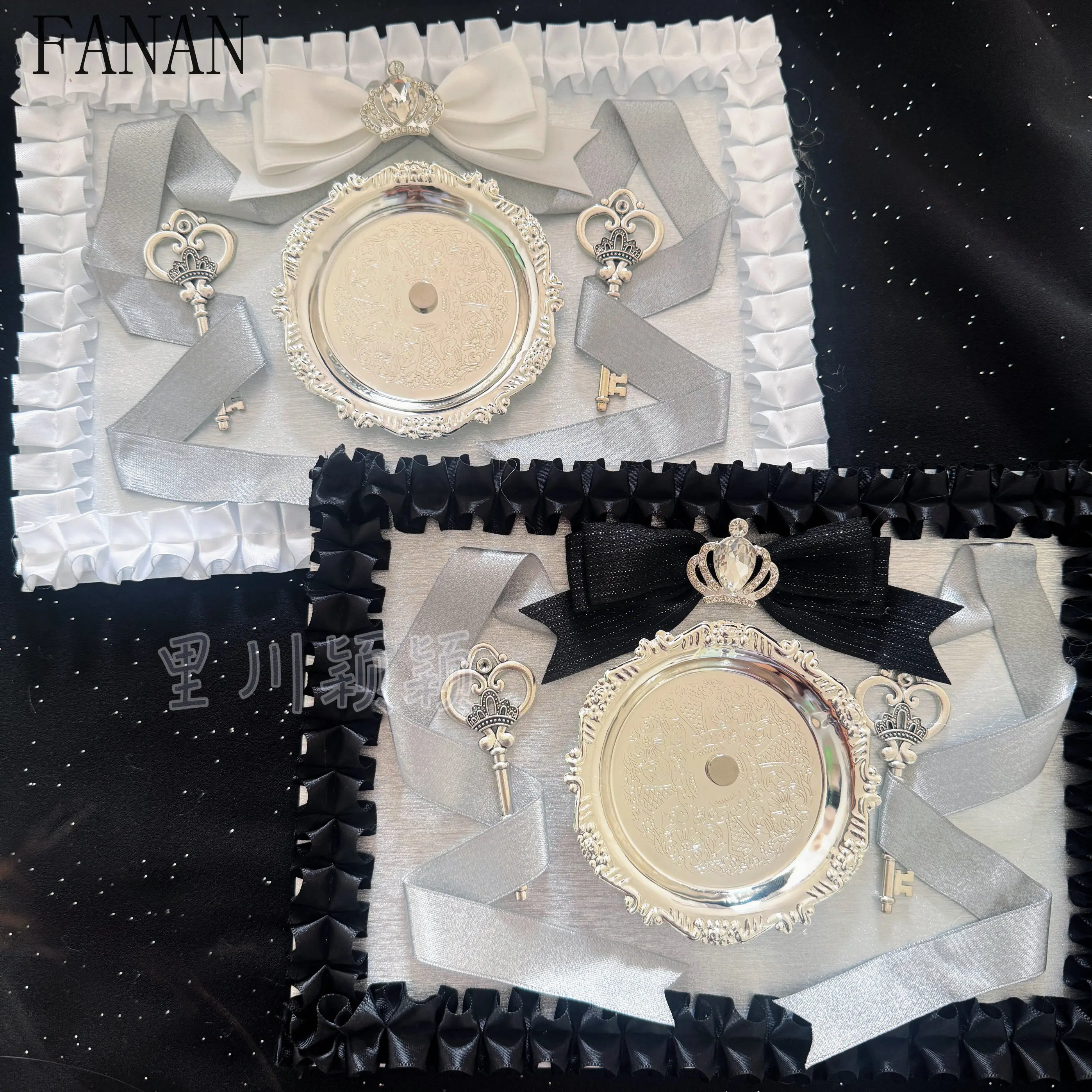 

Декоративные таблички для сумок в стиле Лолита: атласные, с серебряными лентами, для украшения оригинальных сумок, для бьюти-баров, для маленьких порций еды, с бантиками