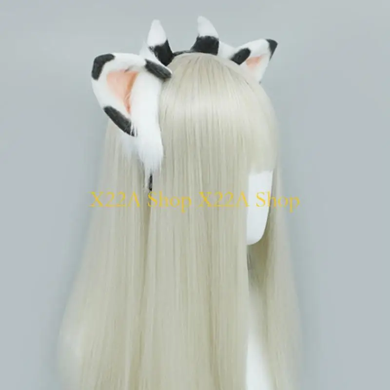 

Unique Cartoon Cow Hair Hoop Furry Animal Ears Headband Easter Headwear