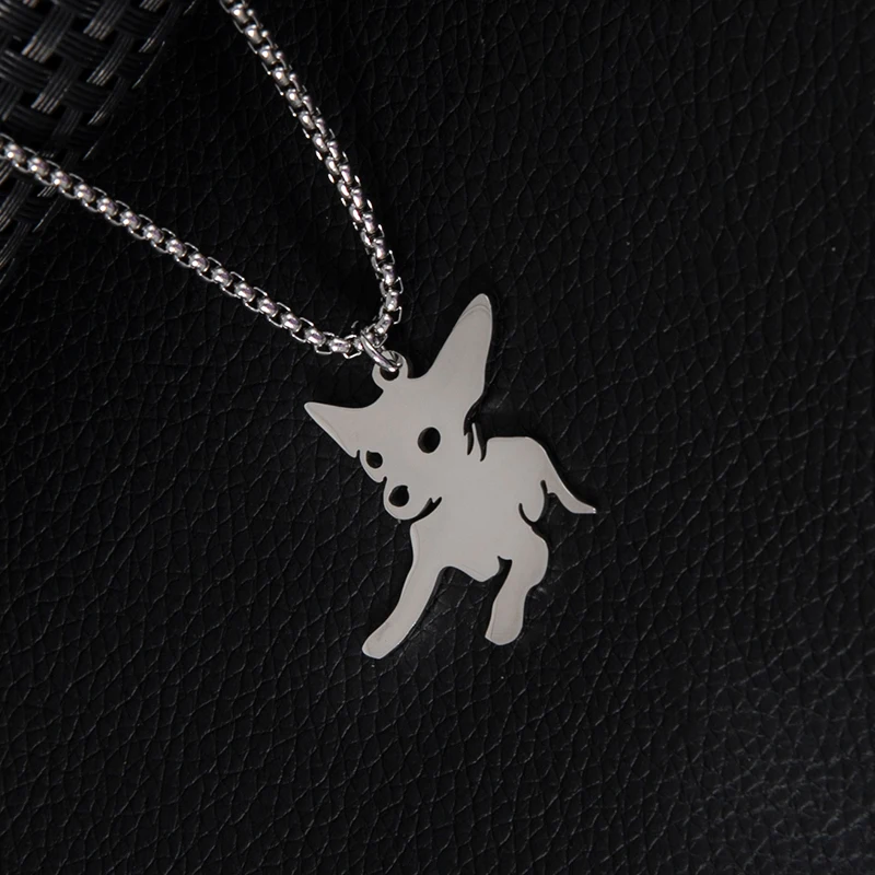 Shuangshuo Cute Chihuahua Dog Pendant Necklace for Women Girls Stainless Steel Silver Color Animal Puppy Dog Jewelry Gift