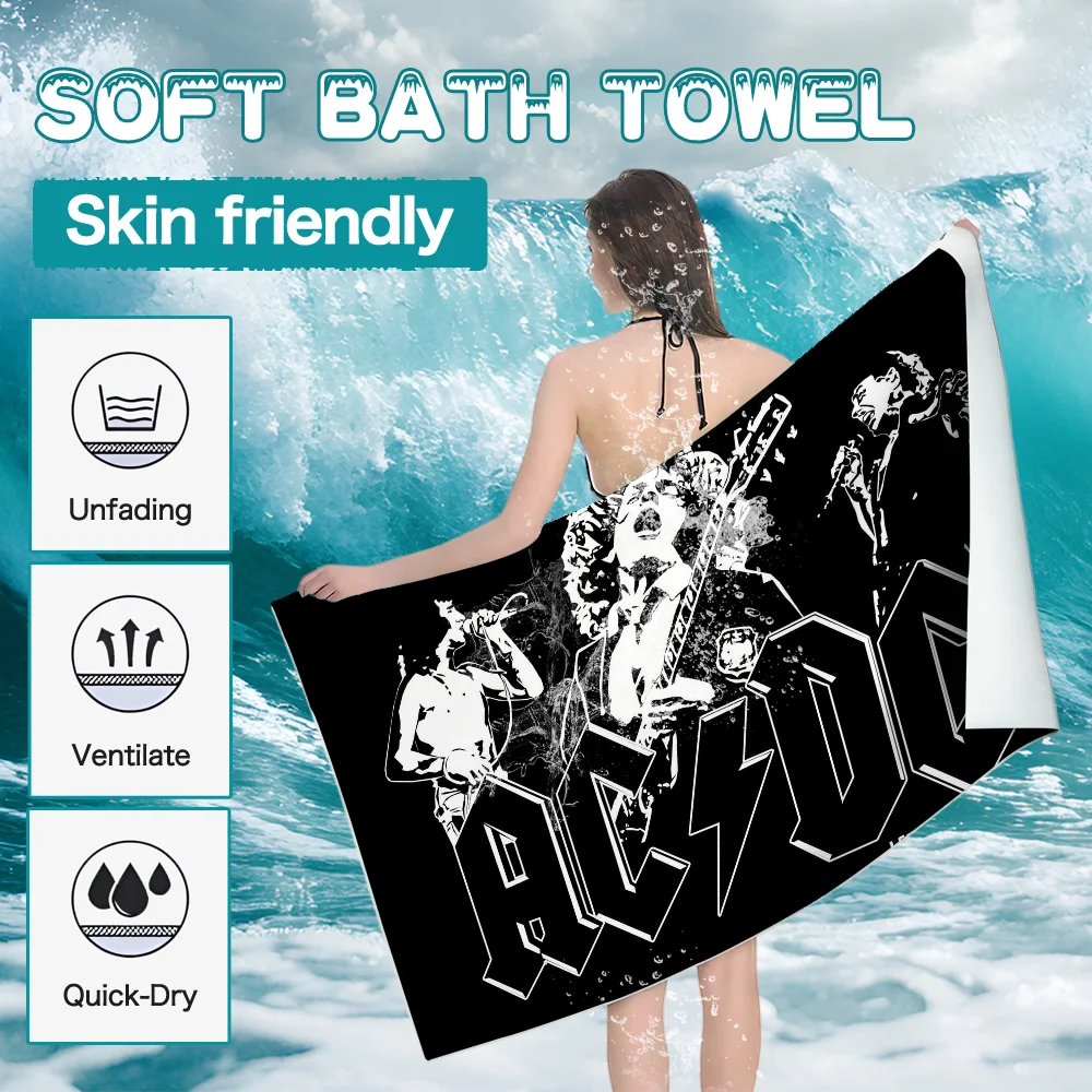 A-AC D-DC Band Towel Ultra Soft Absorbant Quickdry Large Beach Towels Personalized Gym Sport Bath Towels