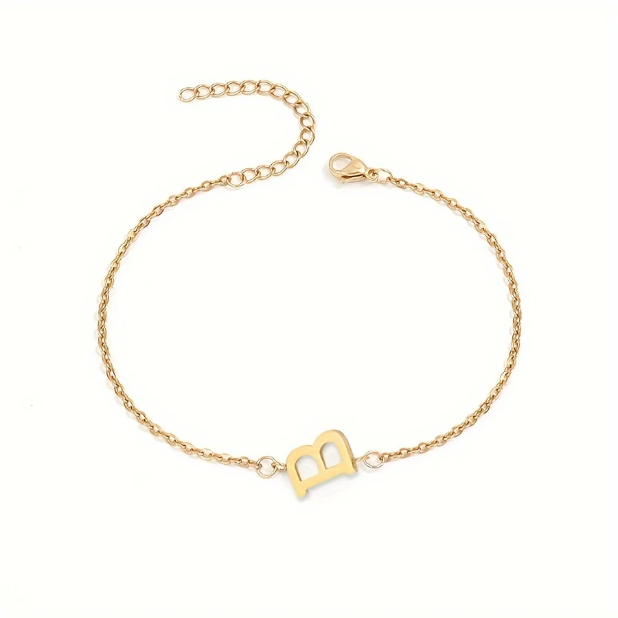 1 Stück Buchstabenform Perlen dünnes Kettenarmband, einfache minimalistische Handkette Unisex Schmuck Dekoration
