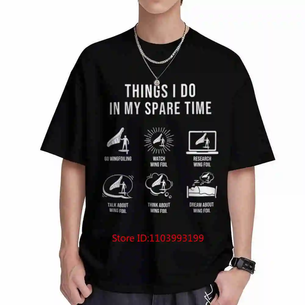 Wingfoil Things I Do In My Spare Time Short Sleeve Tee 100% Cotton T-Shirt