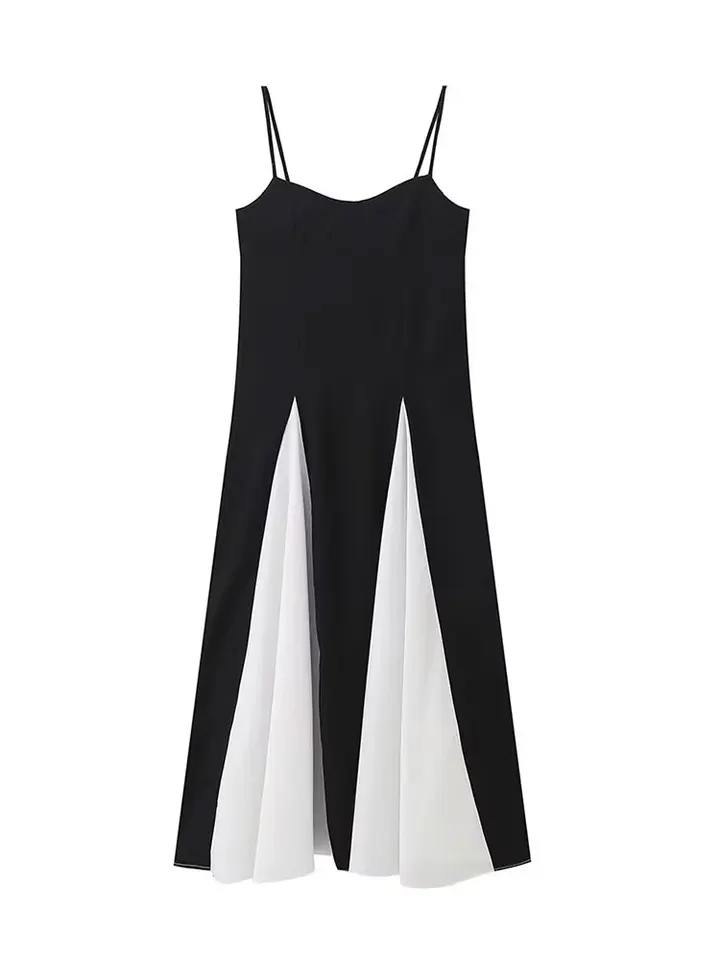 HH Elegant Women Chic Black White Patchwork Dress Sexy Sleeveless Slip Maxi  Dresses Fashion Woman Slim Party Long Dress - AliExpress