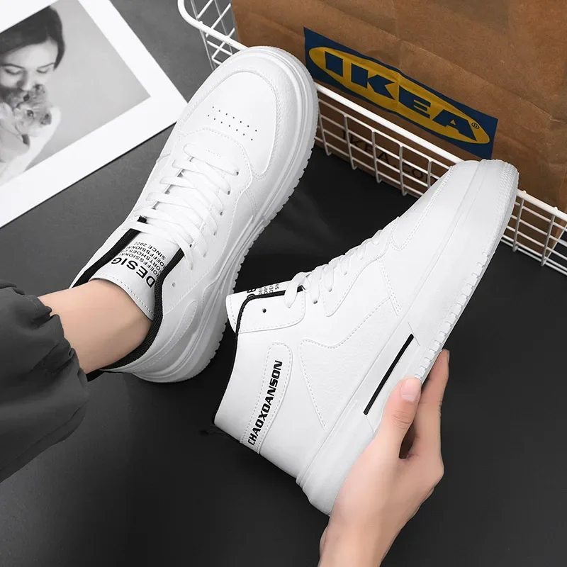 Men's High-top Casual Shoes 2024 Spring New Style Thick Bottom Trendy Shoes Korean Fashion Sports Breathable For Summer