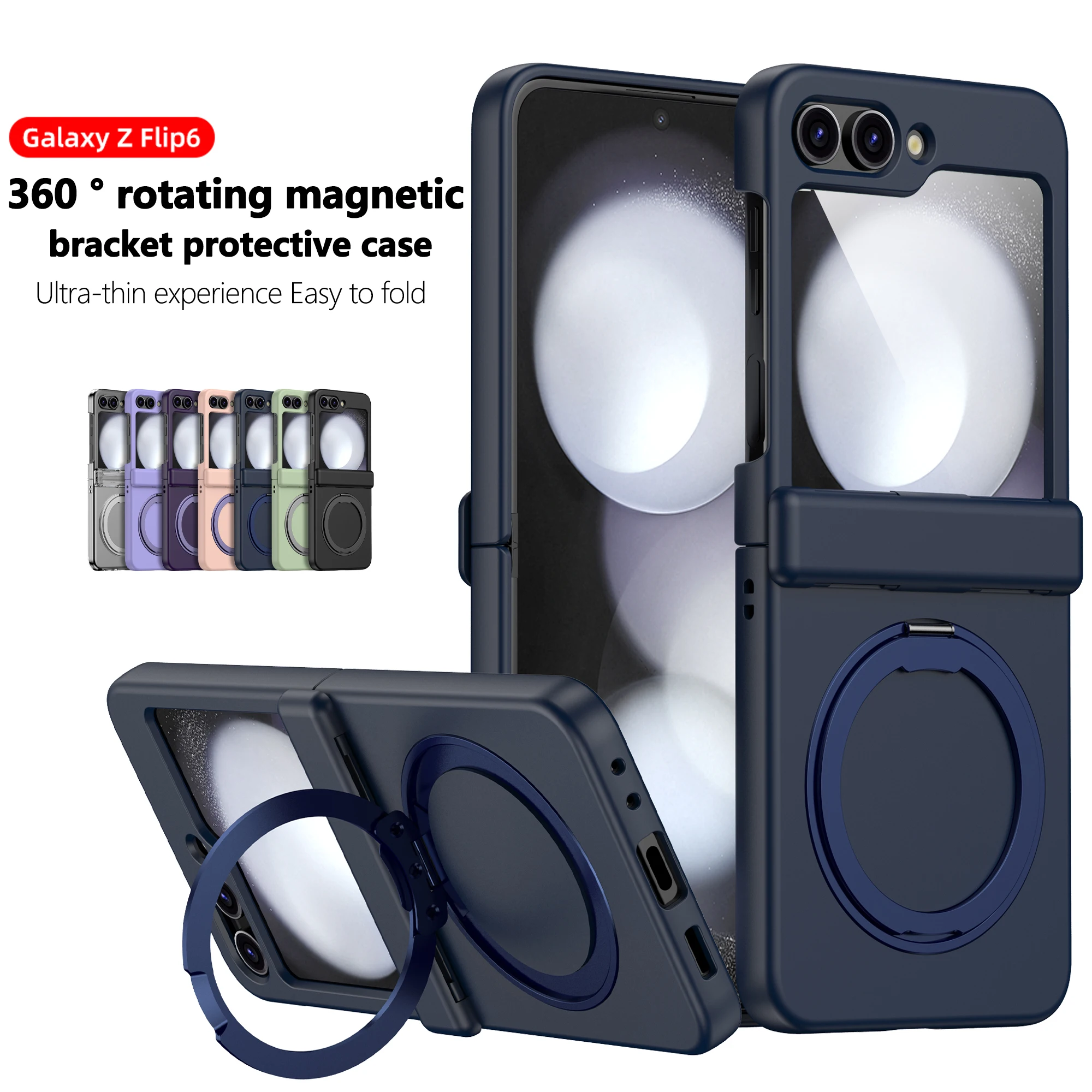 

For Samsung Galaxy Z Flip 6 5 4 3 Magsafe Case Wireless Charging Hinge All-inclusive Rotating Magnetic Holder Shockproof Cover