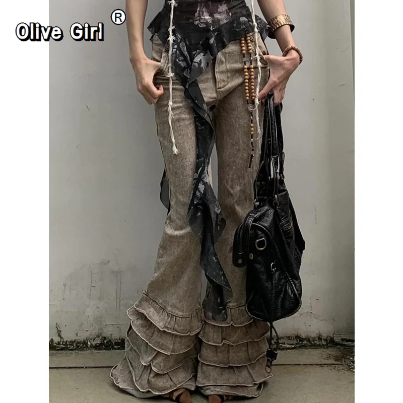 بنطلون جينز نسائي Y2K واسع الساق فضفاض غير رسمي من قماش الدنيم Harajuku حلو عالي الخصر فضفاض جينز عتيق لخريف 2026 #2