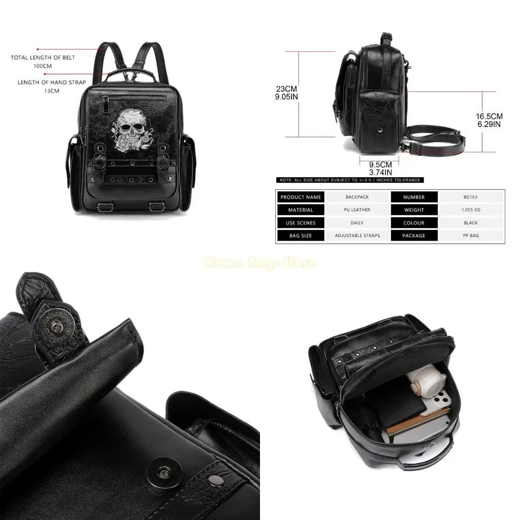 x90d حقيبة ظهر للكمبيوتر المحمول خمر للنساء pu pu steries steries school rucksack