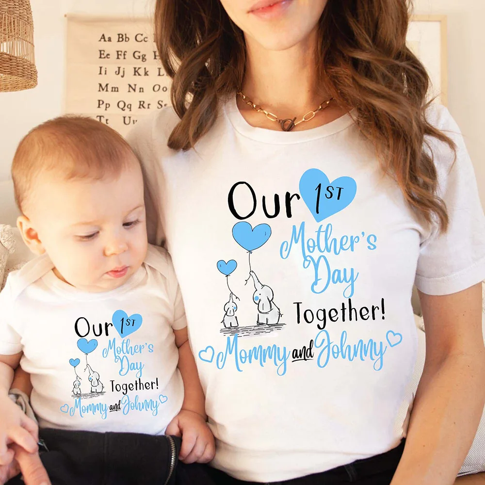 Personalized Family Mothers Day Matching Outfits Custom Name Mommy T-shirt Baby Bodysuit Family Clothes Mother's Day Gift Tee