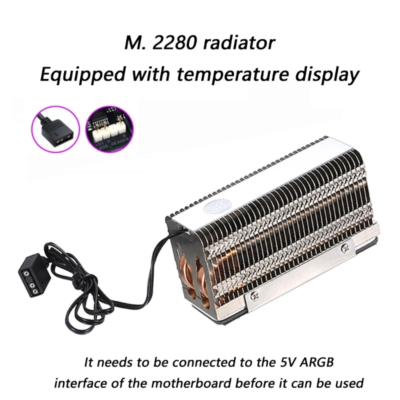 Refroidisseurs métalliques M.2 SSD 2280 avec tuyaux en cuivre doubles et affichage de la température intégré pour une Dissipation thermique efficace