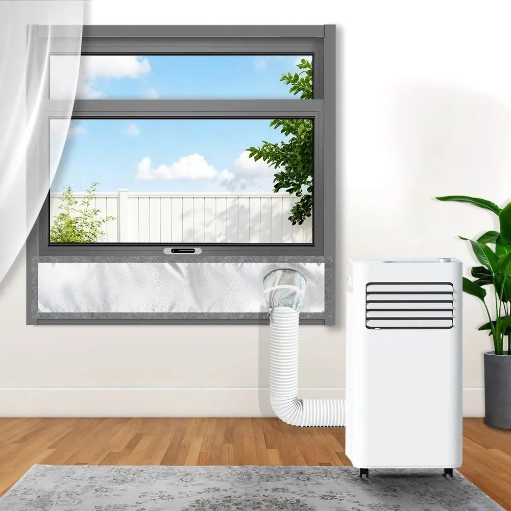 Portable AC Window Sealing Solution with Double Layer Vent Design Installed Inside and Outside for Maximum Stability