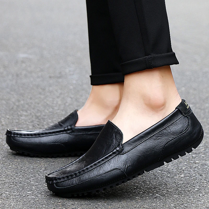 Men Loafers Leather Shoes For Men Casual Shoes Moccasins Breathable Slip On Sneakers Men Driving Shoes Comfort Flats Dress Shoes