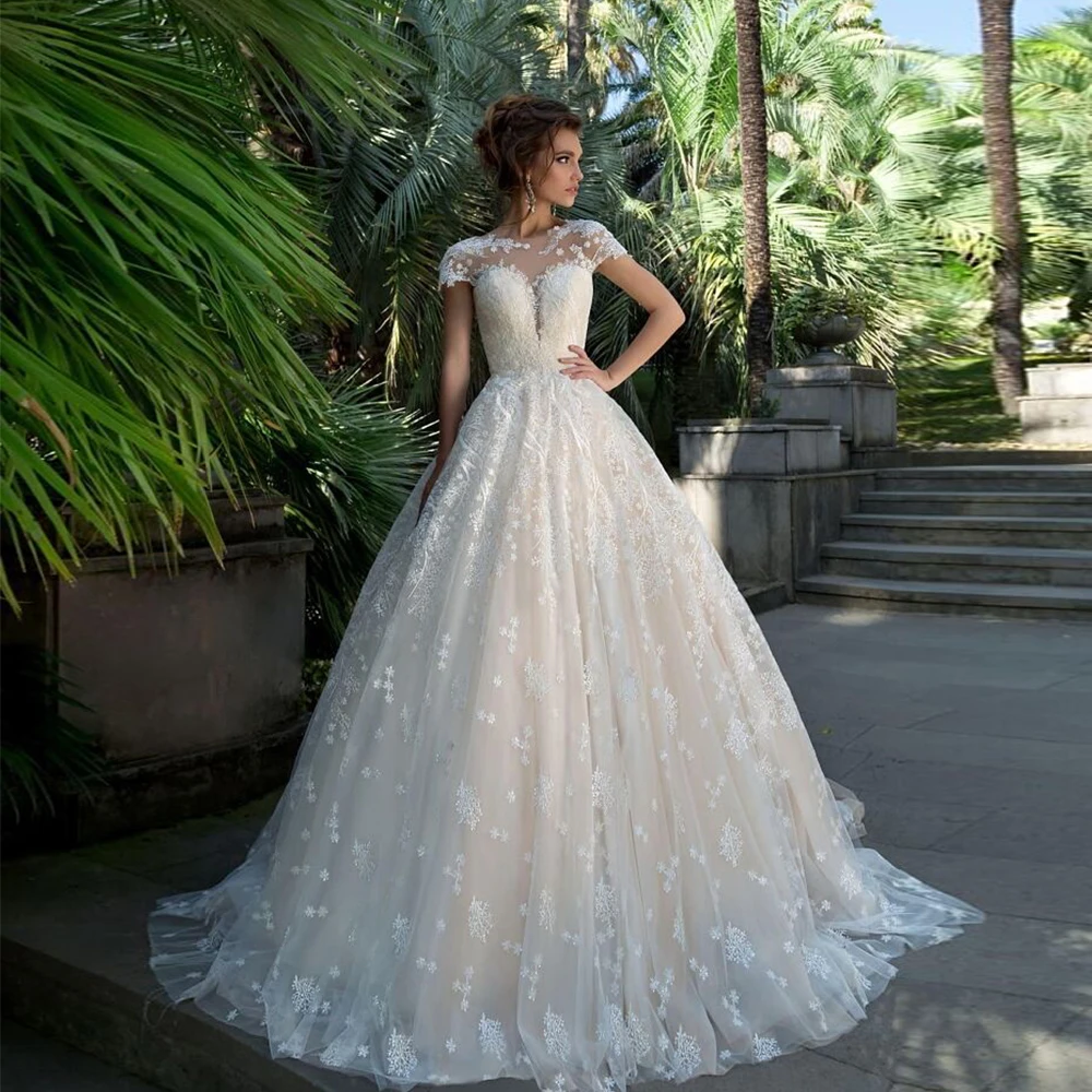 Urocze suknie ślubne bez ramiączek, z krótkim rękawem, w kolorze kości słoniowej, suknia ślubna Vestido De Novia, wykwintna nowa letnia suknia.