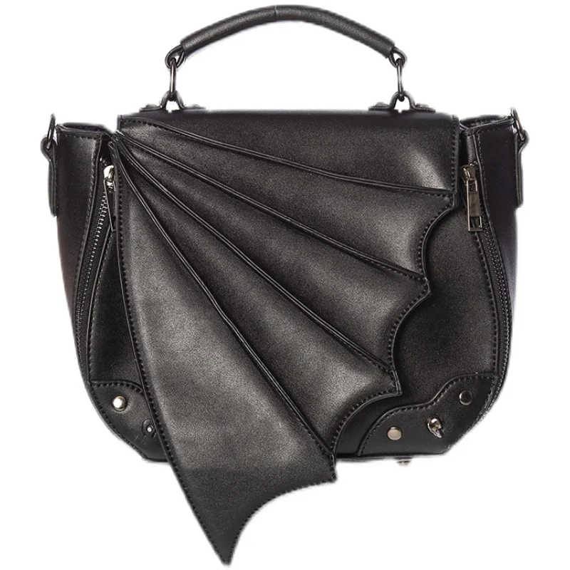 

Gothic Bat Wings oulder Bag Handbag Crossbody Banned Sli Rivet PU Leather Women's Handbag Summer 2024 Faion Element