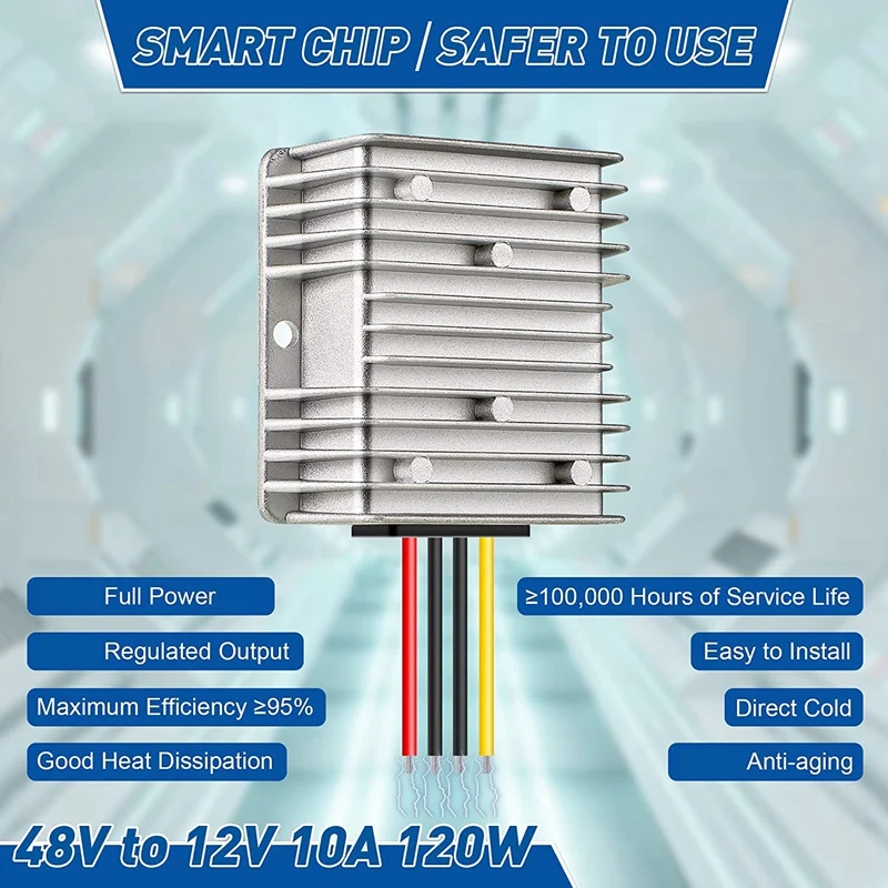 2 Pack DC 36V 48V To DC 12V Converter 10A 120W 12 Volt Voltage Regulator Reducer Accessory