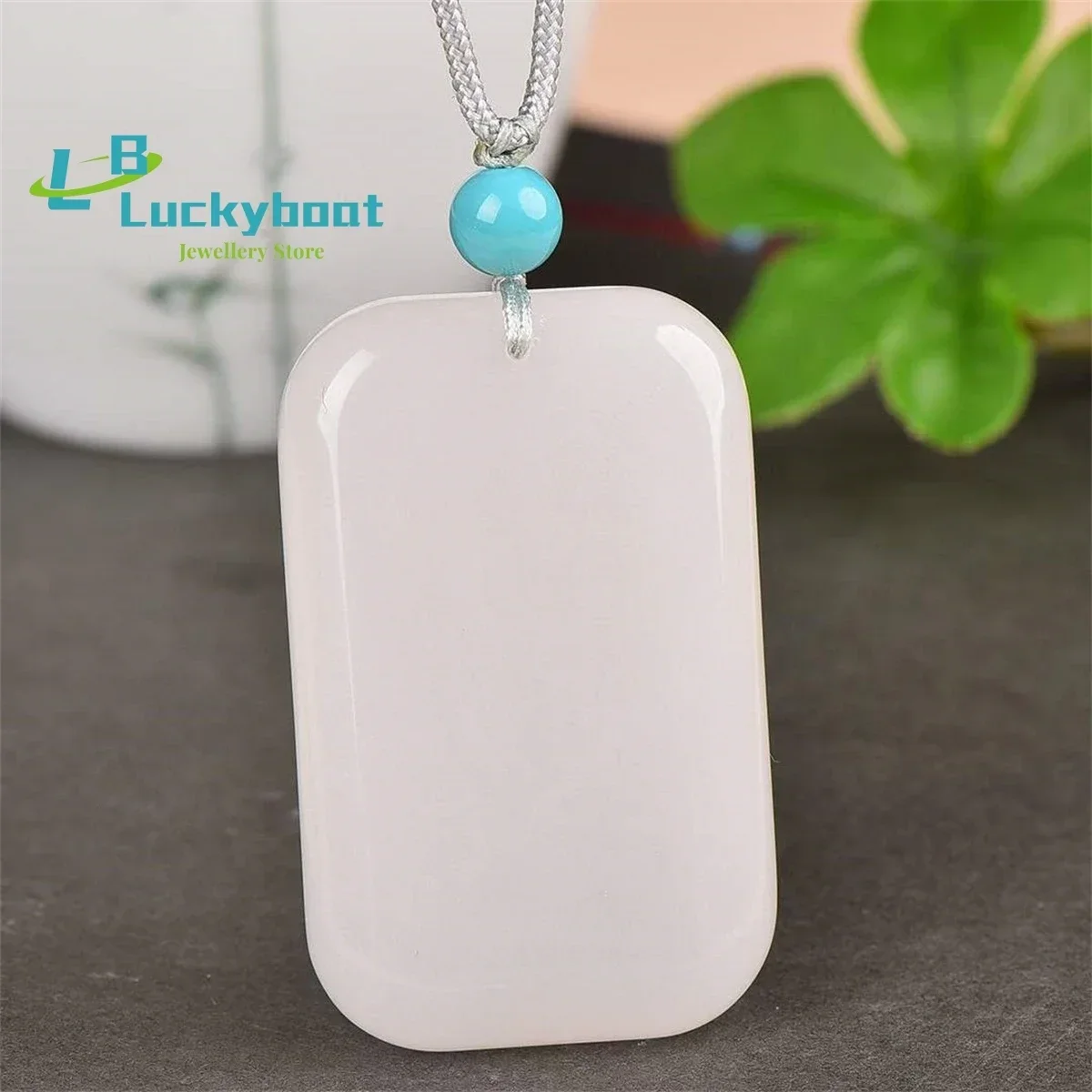 Natural Gold Silk and White Jade Safe Plague Pendant Simple and Generous Personalized Fashion Versatile for Men and Women