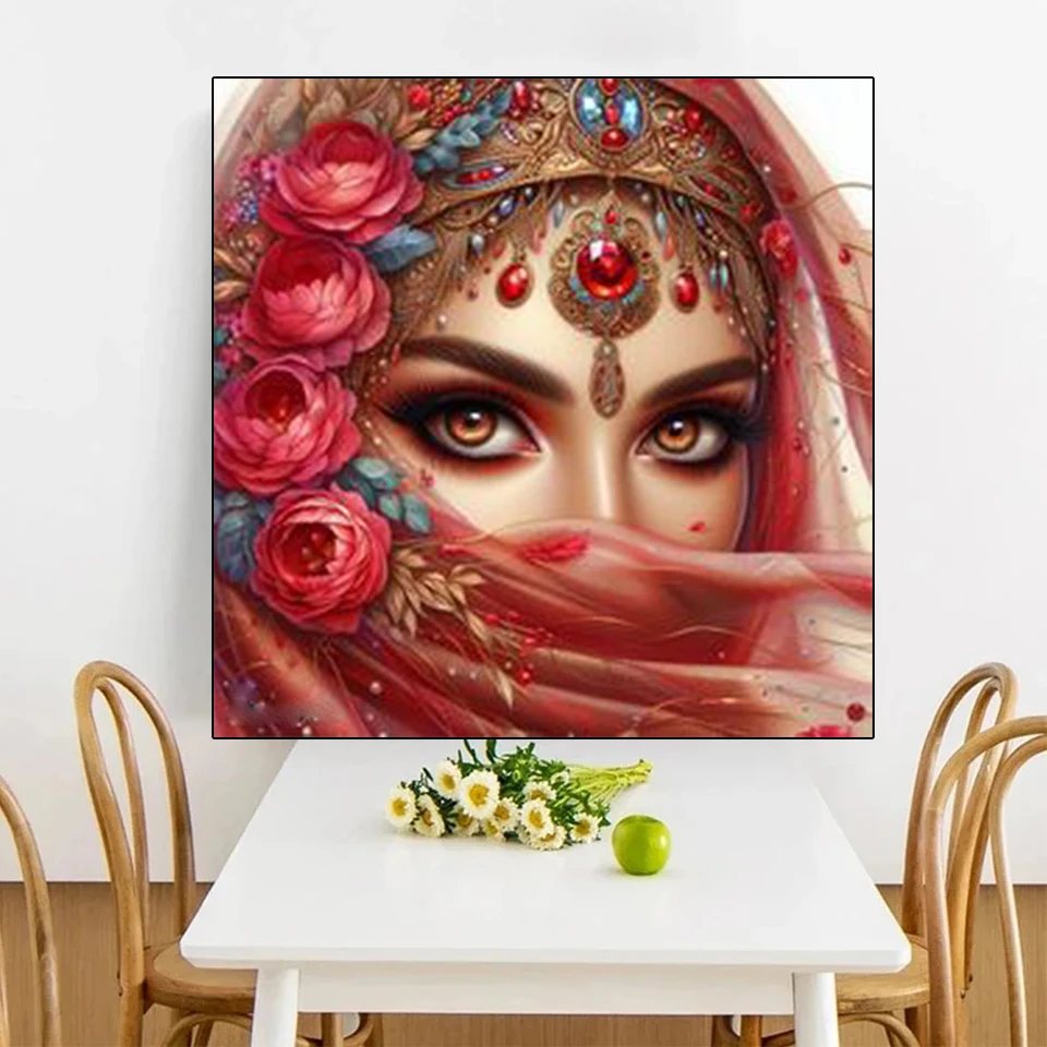 DIY Diamond Painting Cross Stitch Kits Middle Eastern Veil Woman Beauty Diamond Mosaic Art 5D Rhinestone Embroidery Home Decor