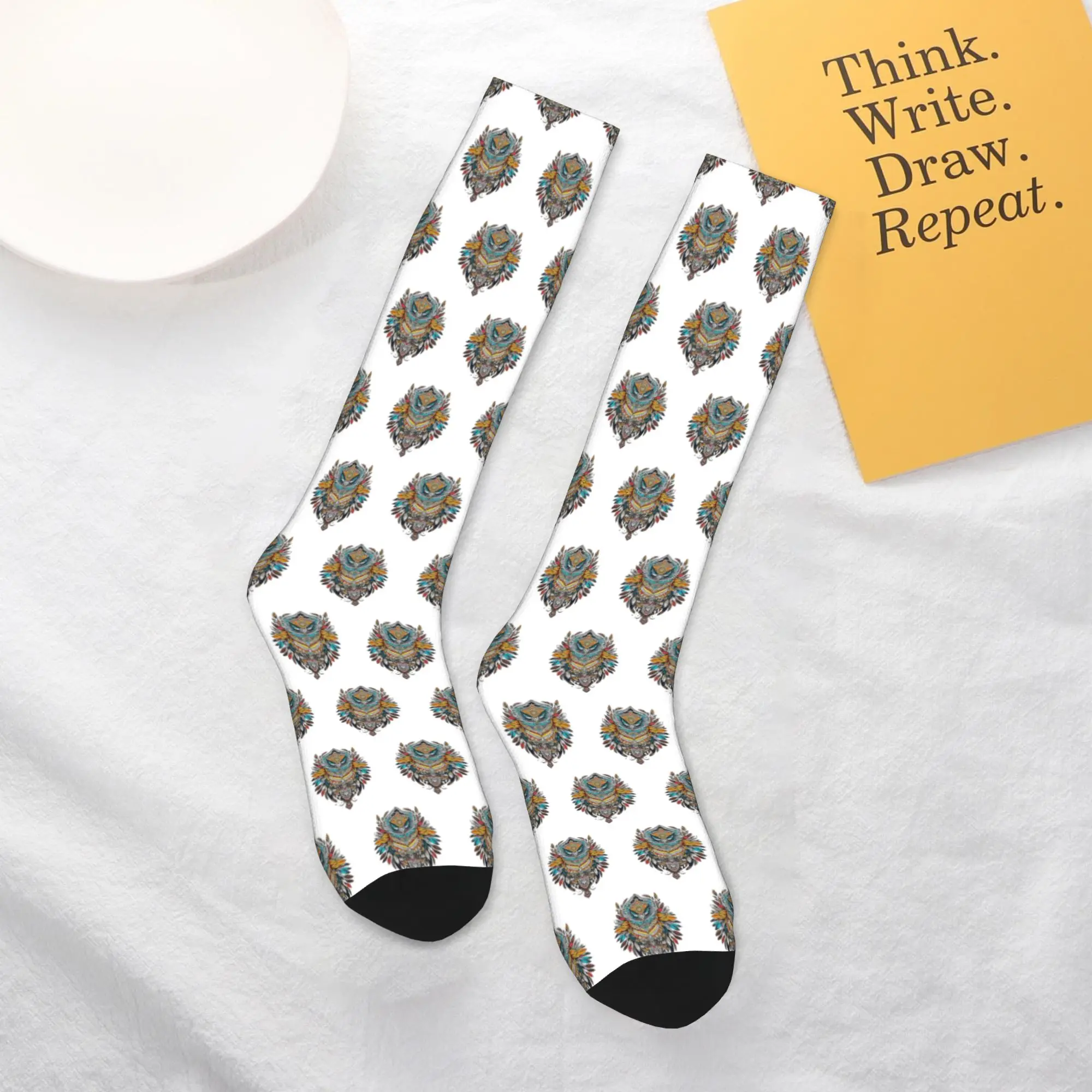 

All Seasons Crew Stockings Tribal Echoes of Nordic Metal Sculptures Socks Harajuku Fashion Long Socks Accessories for Men Women