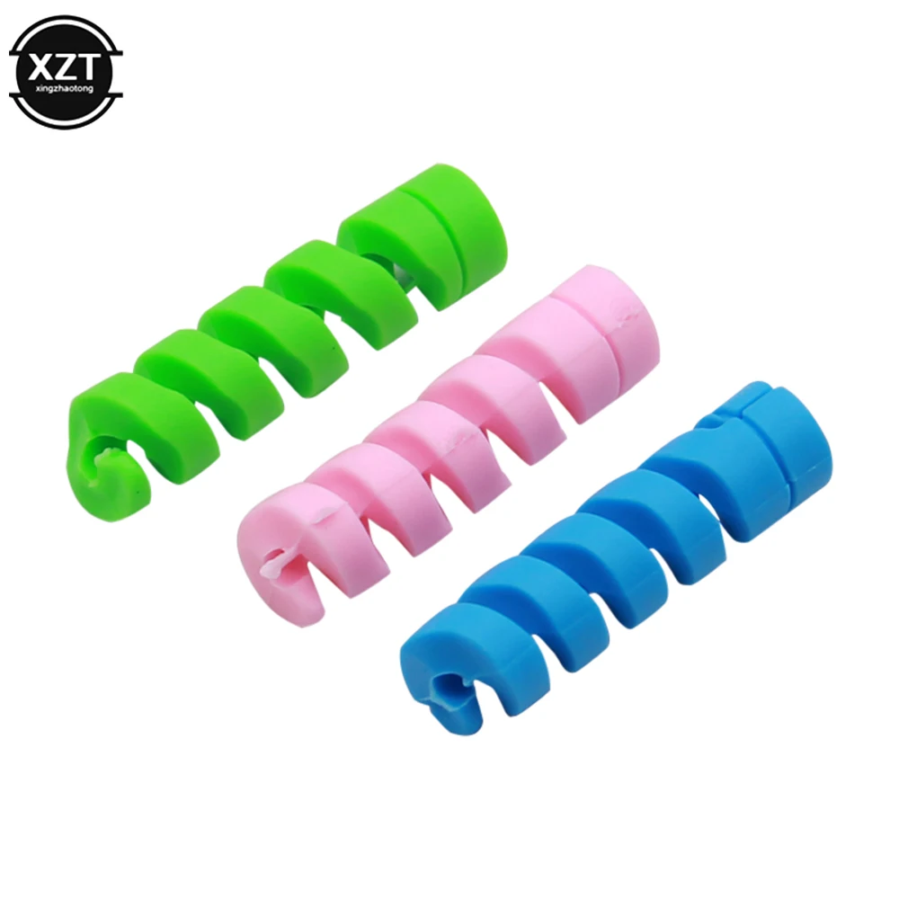 2PCS Spiral Silicone Anti-break Data Cable Protective Sleeve For Iphone Samsung Android USB Charging Cable Earphone Cable