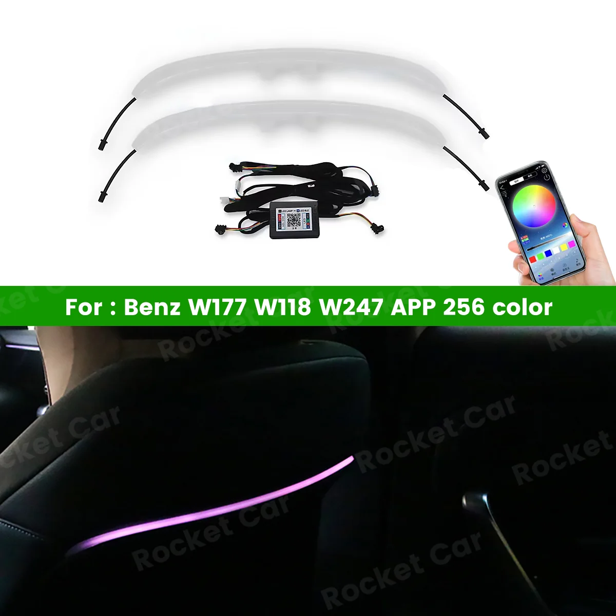 

256 Colors LED Seat Back Ambient Light APP Control For Mercedes Benz W177 W118 W247 A/B Class RGB Interior Decoration Lamp Refit