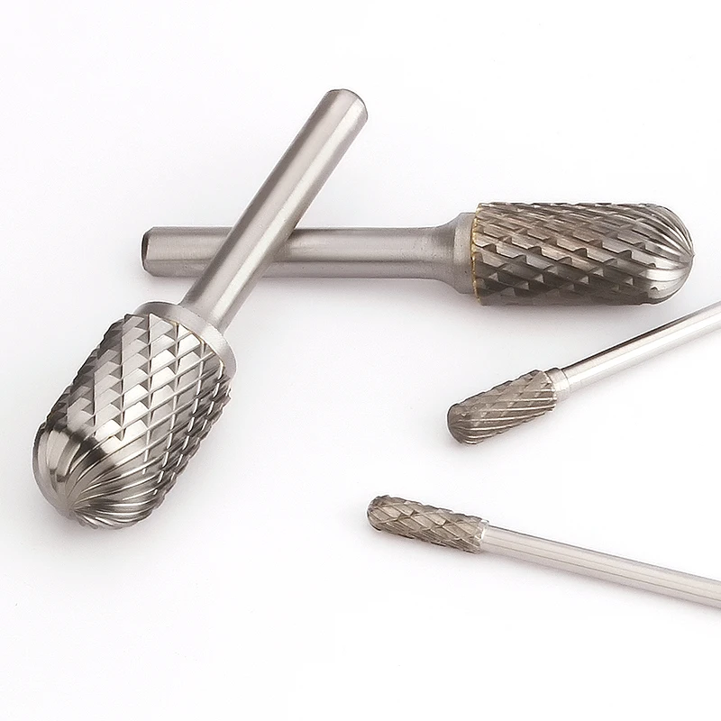 Carbide Tungsten Steel Grinding Head 1pcs C-type Double Slot Cylindrical Ball Head Milling Cutter Woodworking Metal Rotary File