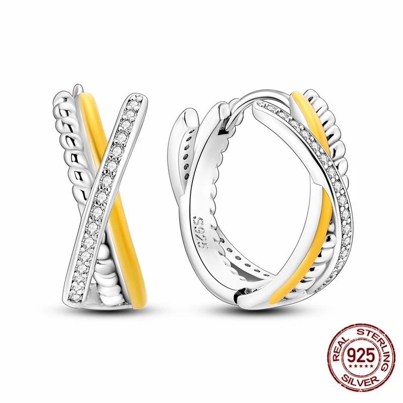 

Original designer 925 Sterling Silver Elegant Ewelry Fashion Dazzling Two-tone Setting Earrings for Woman Wedding Party Gift