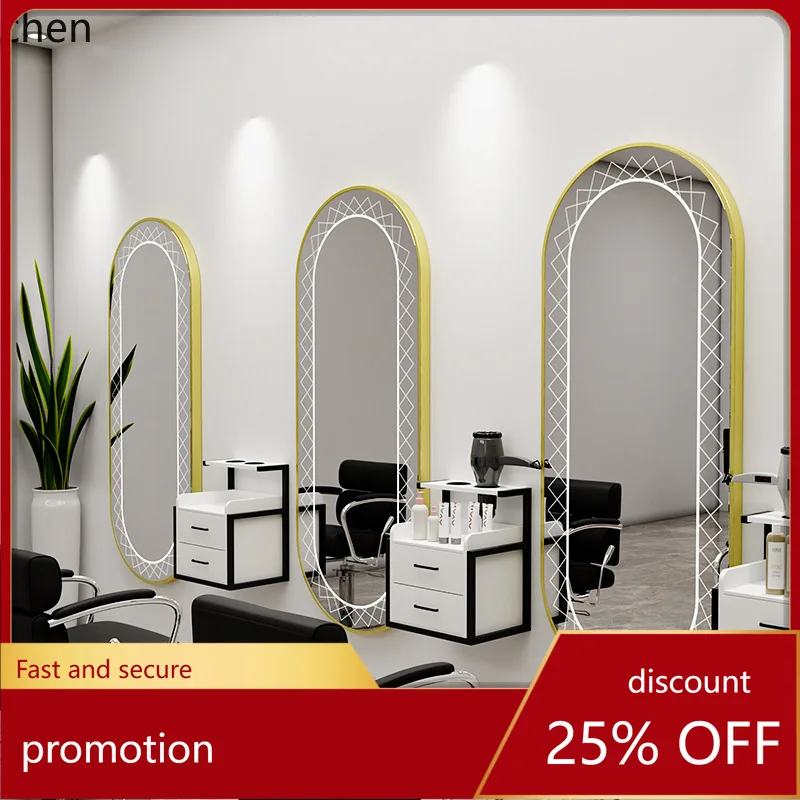 ZML Barber Shop Special Aluminum Alloy Mirror Stand Single-Sided Hair Salon Wall-Mounted Haircut Makeup Mirror
