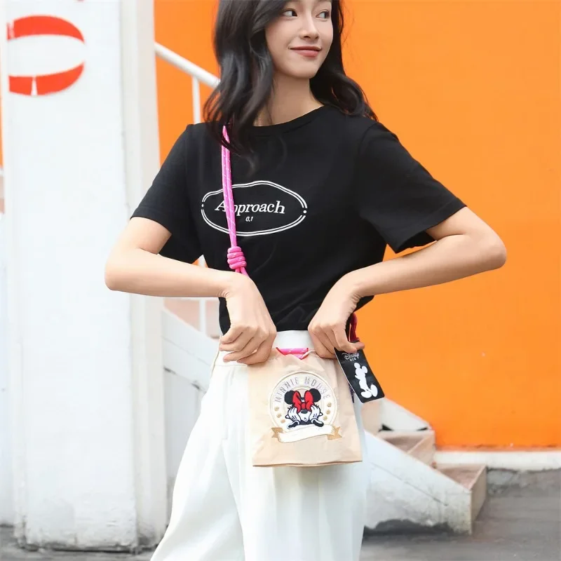 Mickey Mouse Cartoon bestickte Einkaufstasche, modisch, umweltfreundlich, lässig, tragbar, Schulter-Crossbody, trendig