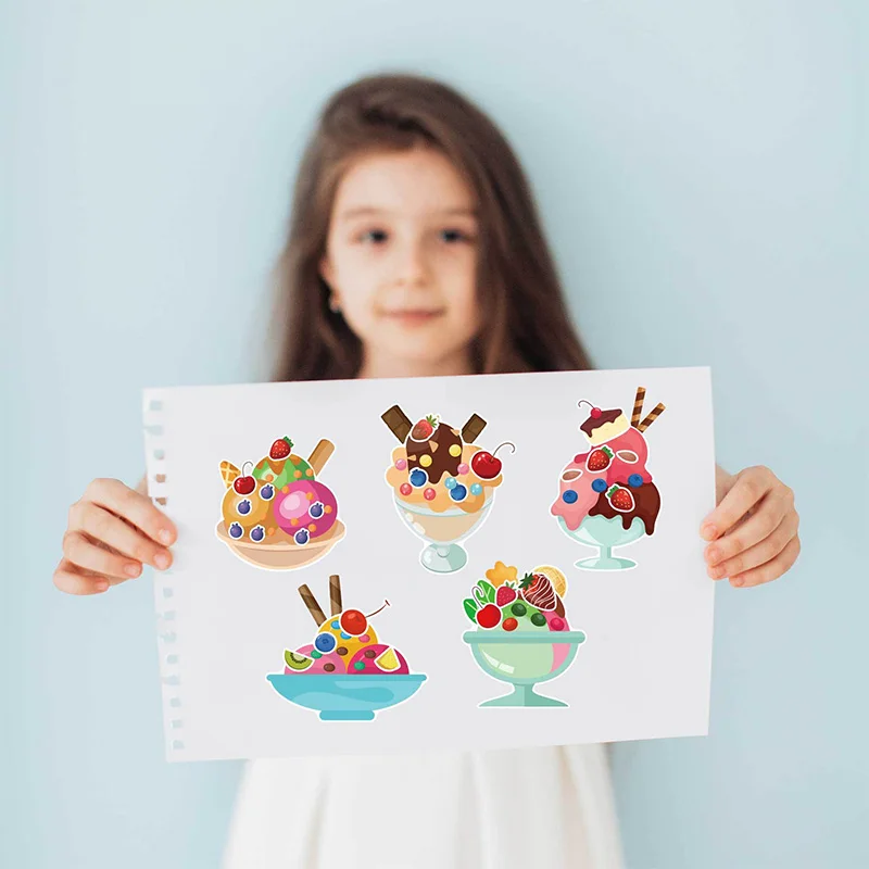 6 Sheets/Set Make a Ice Cream Candy Puzzle Stickers Children DIY Assembled Stickers Kids Gift