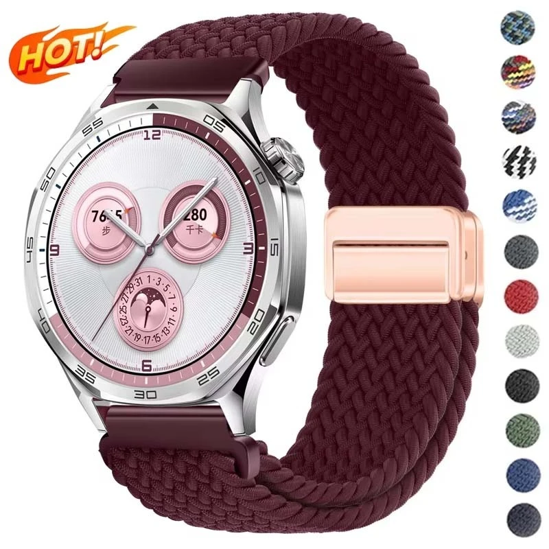 20mm 22mm Magnetic Bracelet for Samsung Galaxy Watch 7/6/Classic/5/4 Braided Loop Nylon Strap for Huawei Watch 6/5 GT 7 6 Band