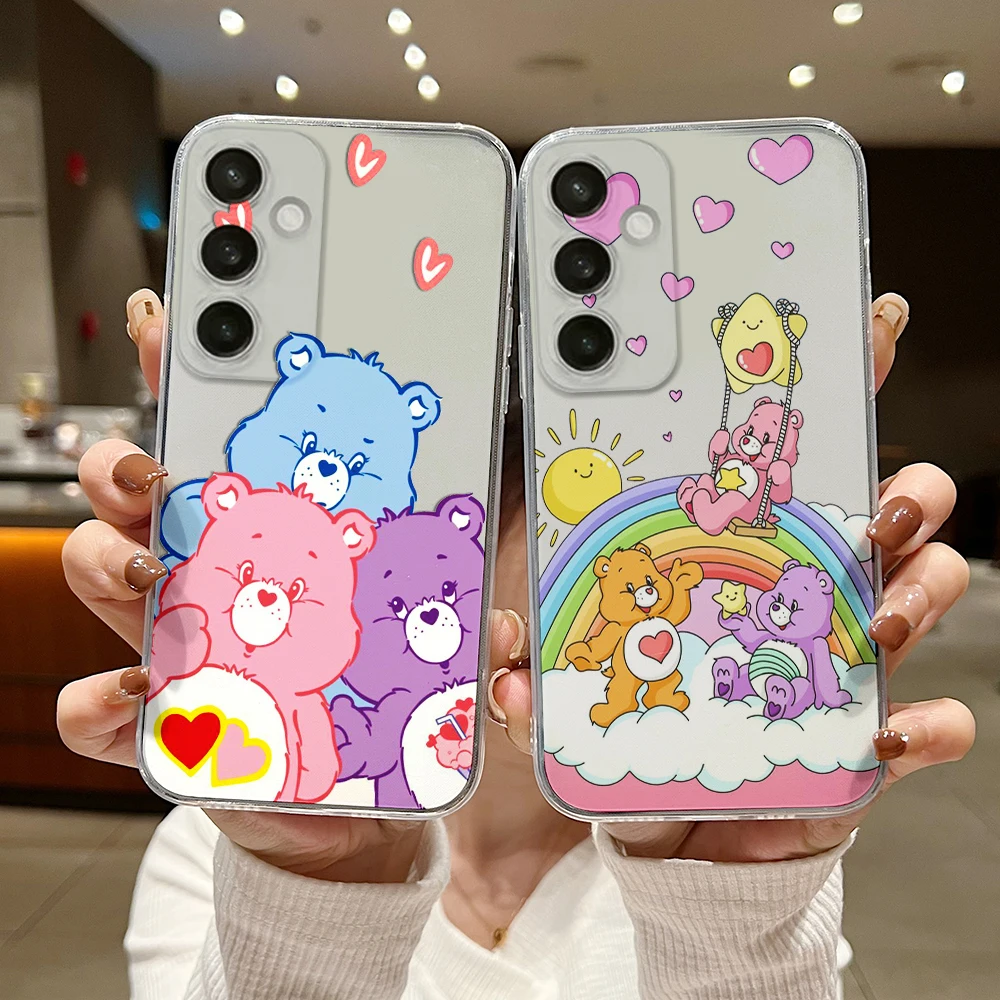 Cute Cartoon Phone Case For Cares Bears Samsung S24 S23 S22 S21 S20 S10 FE Note20 Note10 Plus Ultra Lite 5G Clear Soft TPU Cover