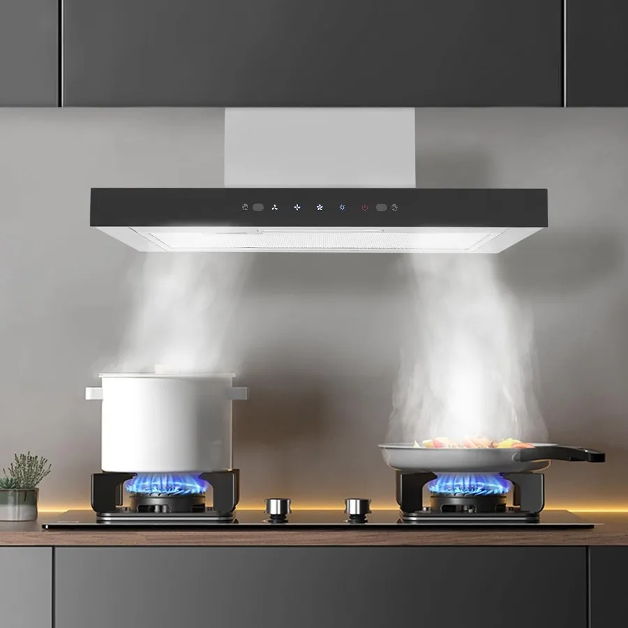 

Вытяжка под шкафом, 24 дюйма, черная канальная/бесная кухонная плита, вентиляционная вытяжка с отделкой из нержавеющей стали, 3-скоростной вентилятор Touch Contr