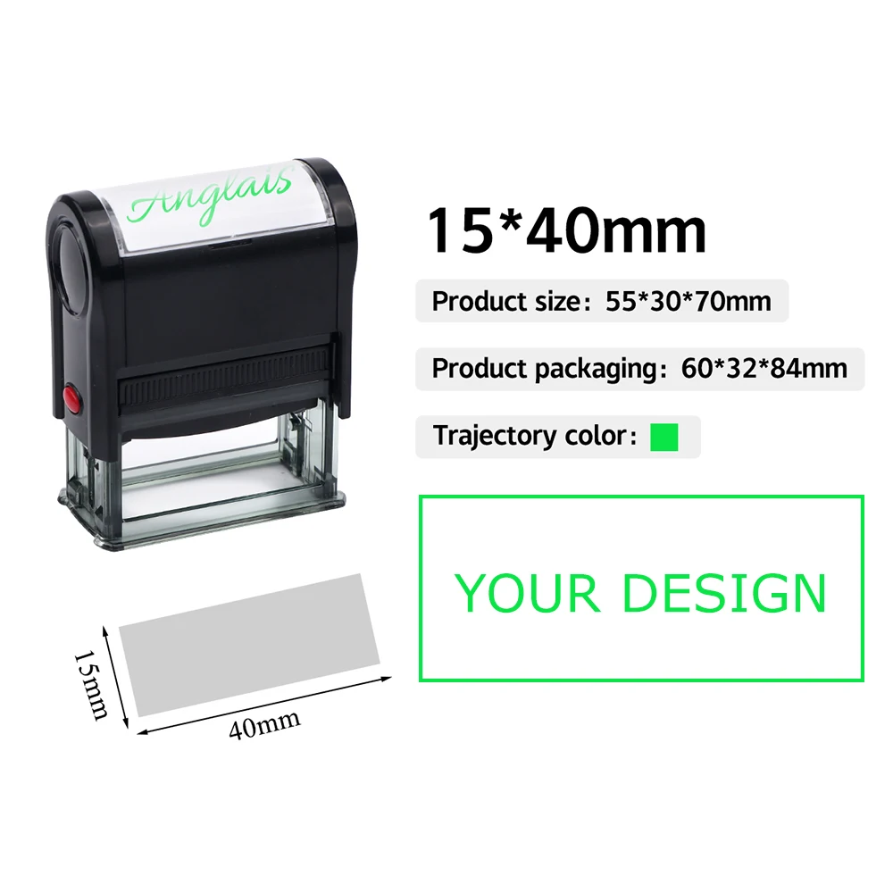 Rechthoek Patroon Aangepaste Zelfinktende Stempel Gepersonaliseerde Adres Tekst Logo Ontwerp Druk-type Inkten Stempels voor DIY Visitekaartje