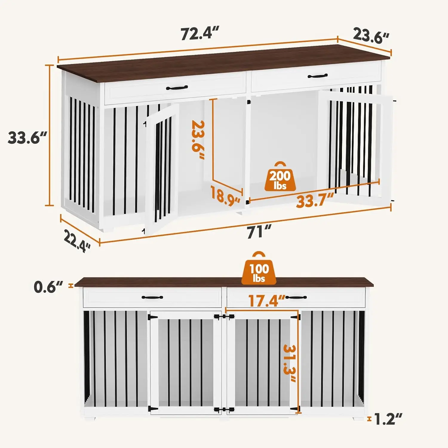 Furniture Style Dog Crate, 72