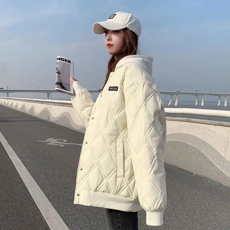 New Autumn And Winter 2023 Down Women's Coat, Thick Cotton Dia Grid Baseball Jacket, Oversized Trend