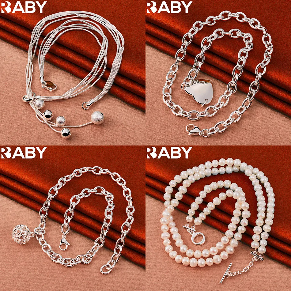 

URBABY 925 Sterling Silver 45cm Geometric Necklace For Women Men Anniversary Gift Popular Wild Fashion Romantic Jewelry