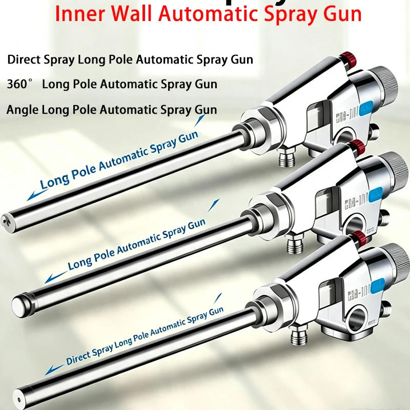 WA-101 Long Pole Automatic Spray Gun Direct / Angle / 360° Type Inner Surface Paint Spray Gun For Cosmetic Bottle Wine Bottle